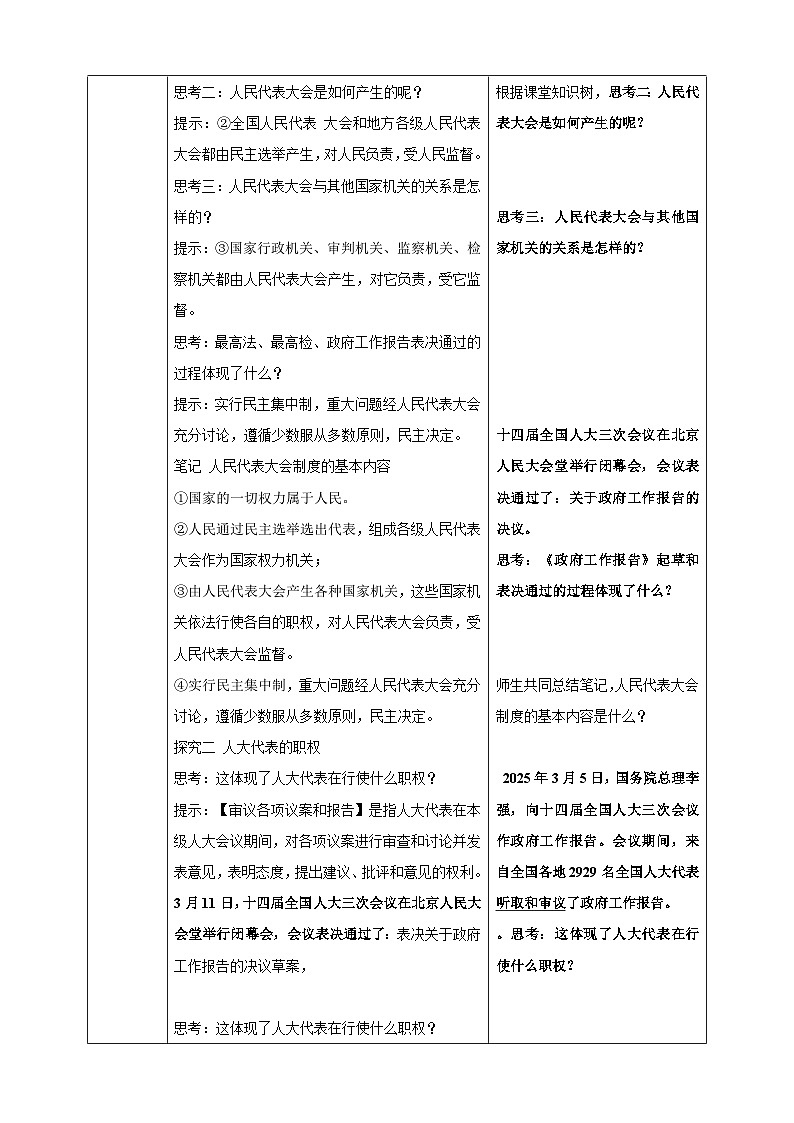 5.1根本政治制度  教学设计 -2024-2025学年统编版道德与法治八年级下册第2页