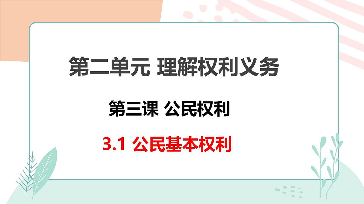 3.1公民基本权利 课 件 2024-2025学年统编版道德与法治八年级下册课件PPT第1页