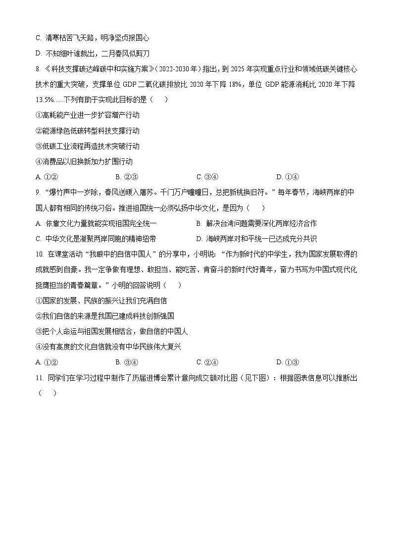 九年级3月月考道德与法治试题（word版含解析）第3页