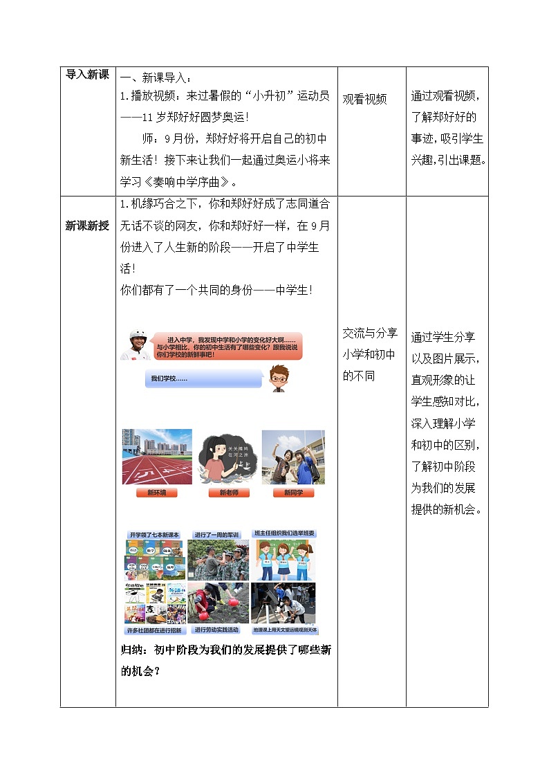 新统编版道法七上 1-1-1《奏响中学序曲》核心素养新教学设计第3页