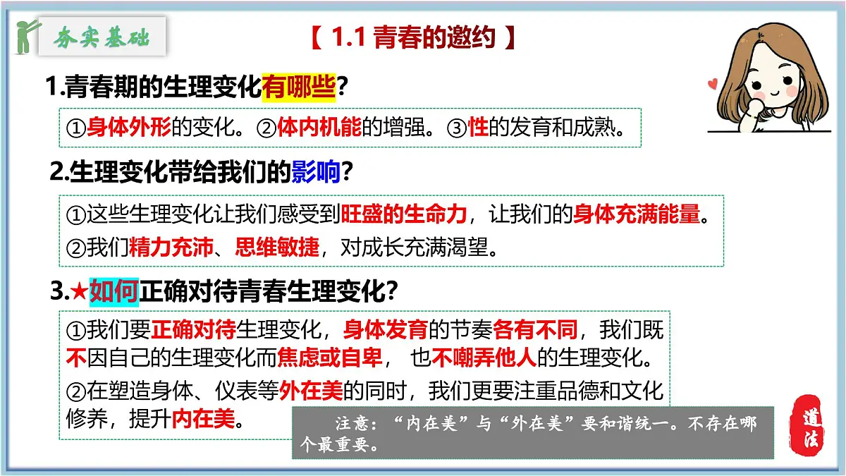 新人教版道法七下第一单元《珍惜青春时光》复习课件第5页