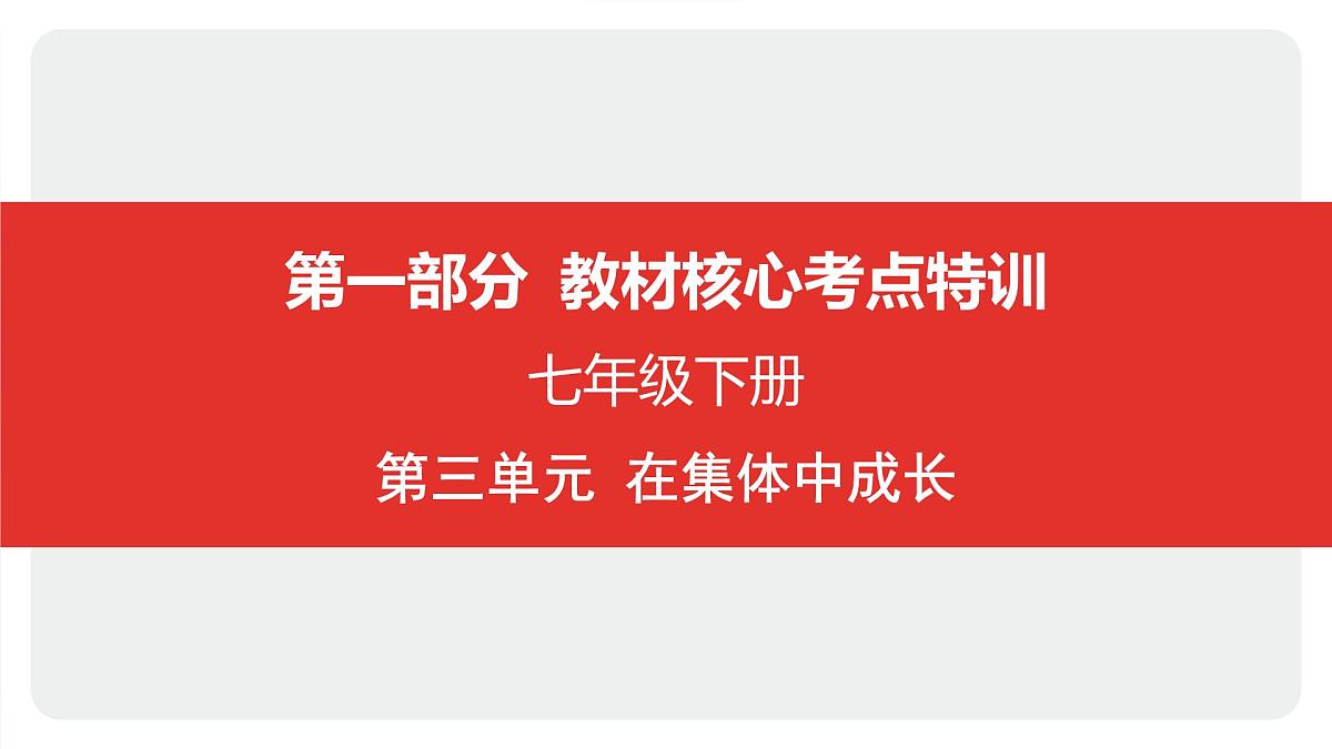 2025年中考道德与法治一轮复习课件：七年级下册-第三单元 在集体中成长第1页