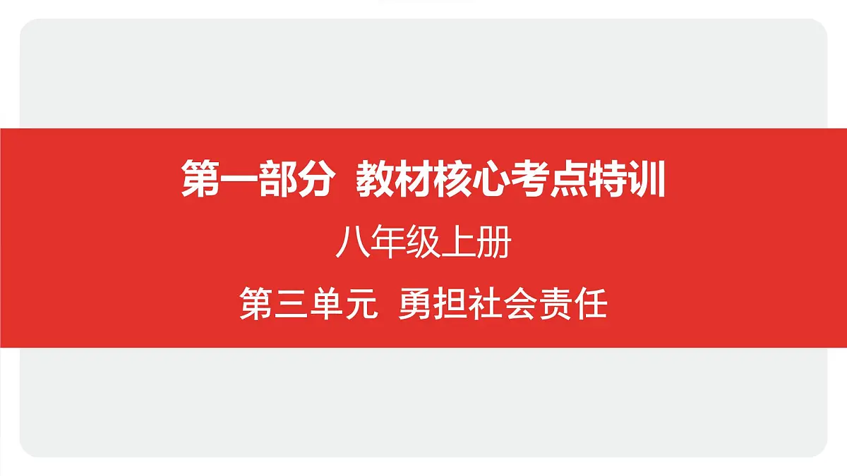 2025年中考道德与法治一轮复习课件：八年级上册-第三单元 勇担社会责任第1页
