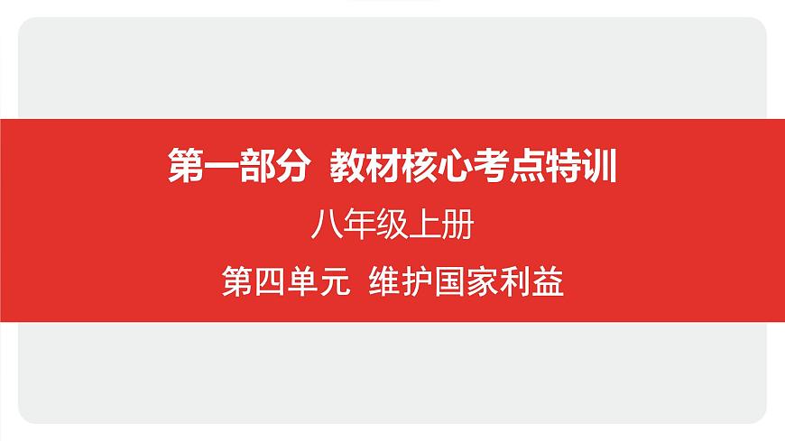 2025年中考道德与法治一轮复习课件：八年级上册-第四单元 维护国家利益第1页