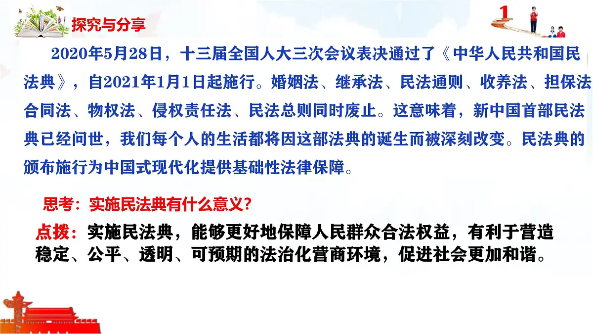 初中政治 (道德与法治)人教版（2024）七年级下册4.10.1认识民法典 课件第6页