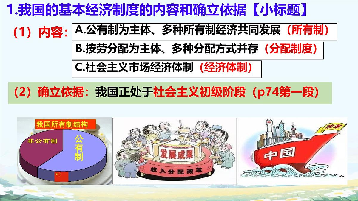 初中政治 (道德与法治)人教版（2024）八年级下册3.5.3基本经济制度  课件第3页
