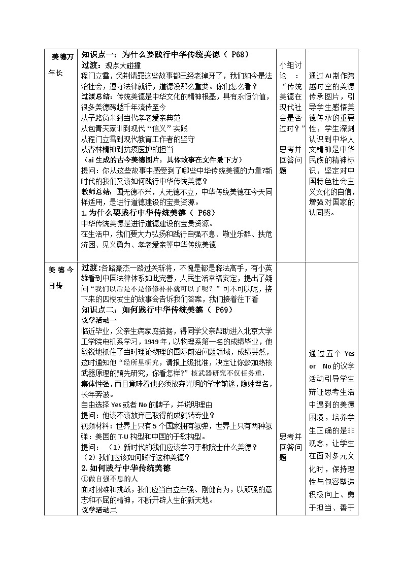 8.2《做中华传统美德的践行者》教案_  2024-2025学年统编版道德与法治七年级下册第2页