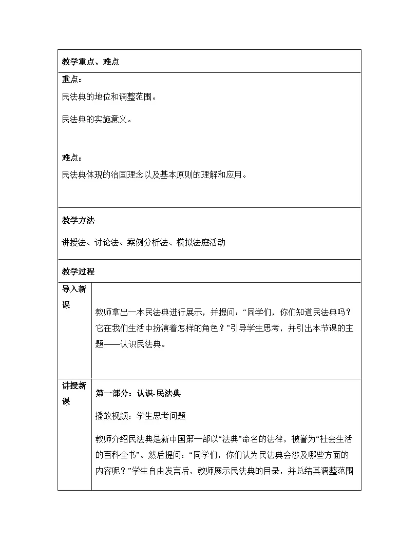 10.1 认识民法典（教学设计）2024-2025学年七年级道德与法治下册（统编版2024）第2页