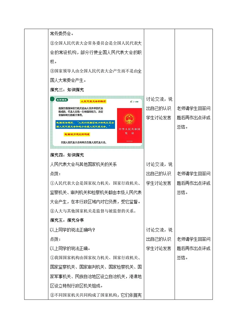 部编人教版初中道德与法治八年级下册 6.1国家权力机关 教学设计第3页