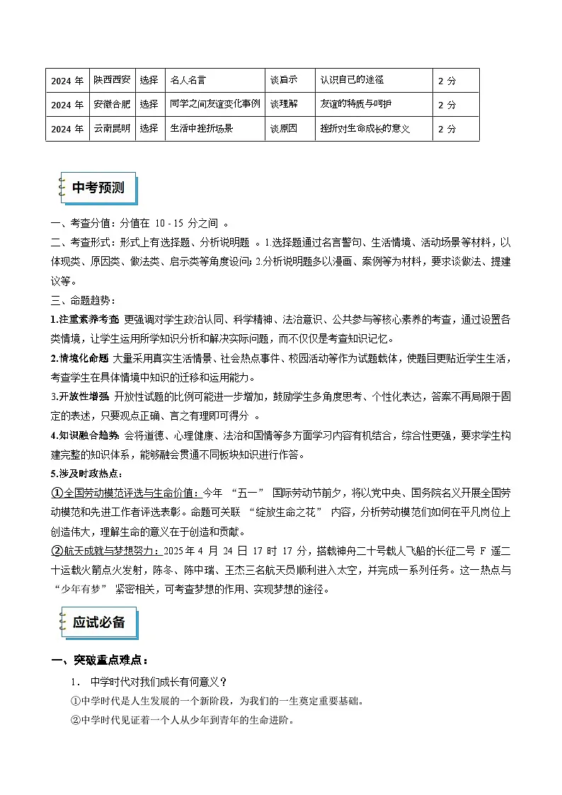 2025年中考考前冲刺攻略教案：道德与法治（一）(解析版)第3页