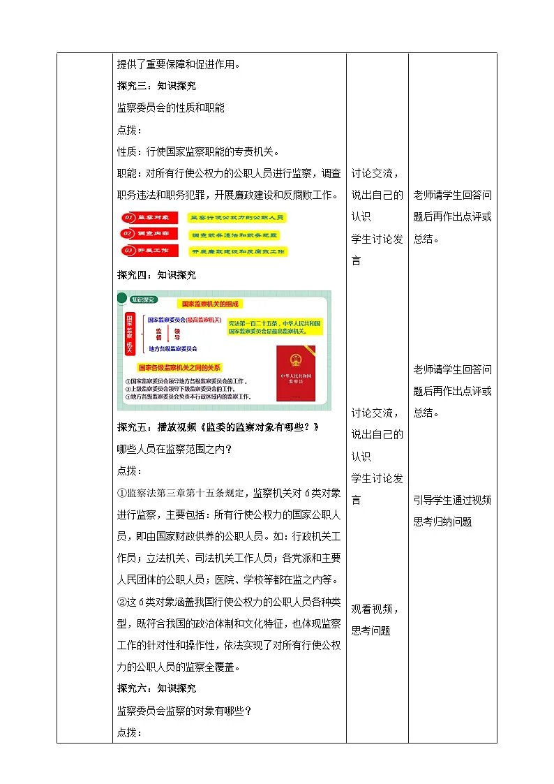 部编人教版初中道德与法治八年级下册6.4国家监察机关教学设计第3页