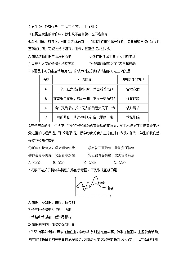 广东省茂名市2024-2025学年七年级下学期4月期中道德与法治试题第2页