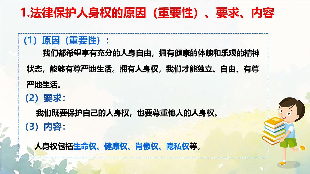 初中 政治 (道德与法治) 人教版（2024）七年级下册4.10.2保护人身权 课件第3页