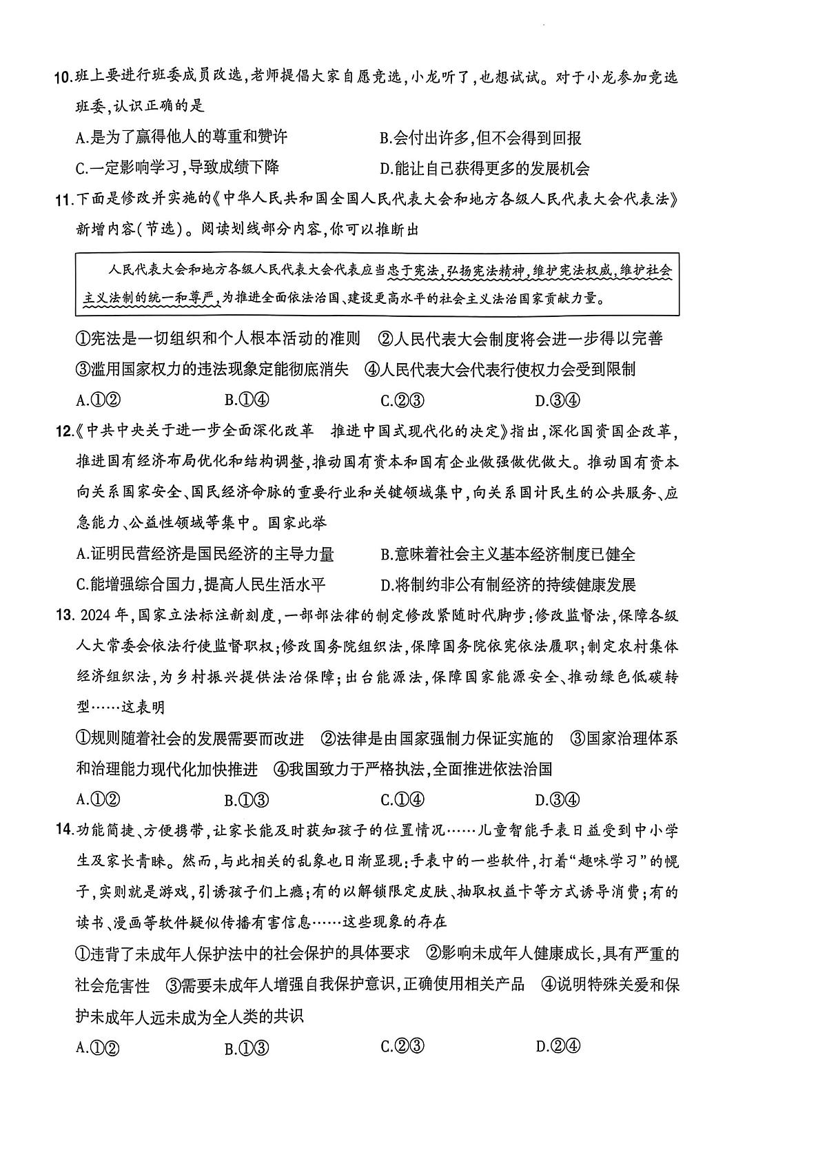 2025年河南省驻马店市驿城区中考三模道德与法治试题（中考模拟）第3页