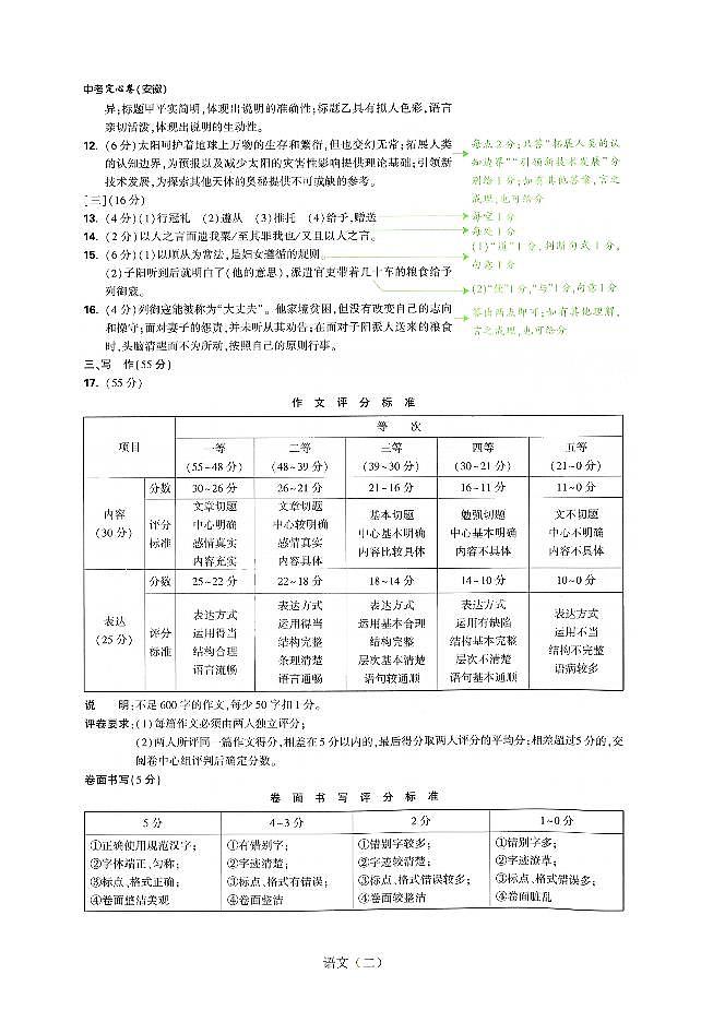 2025《万唯中考•安徽定心卷》参考答案第2页