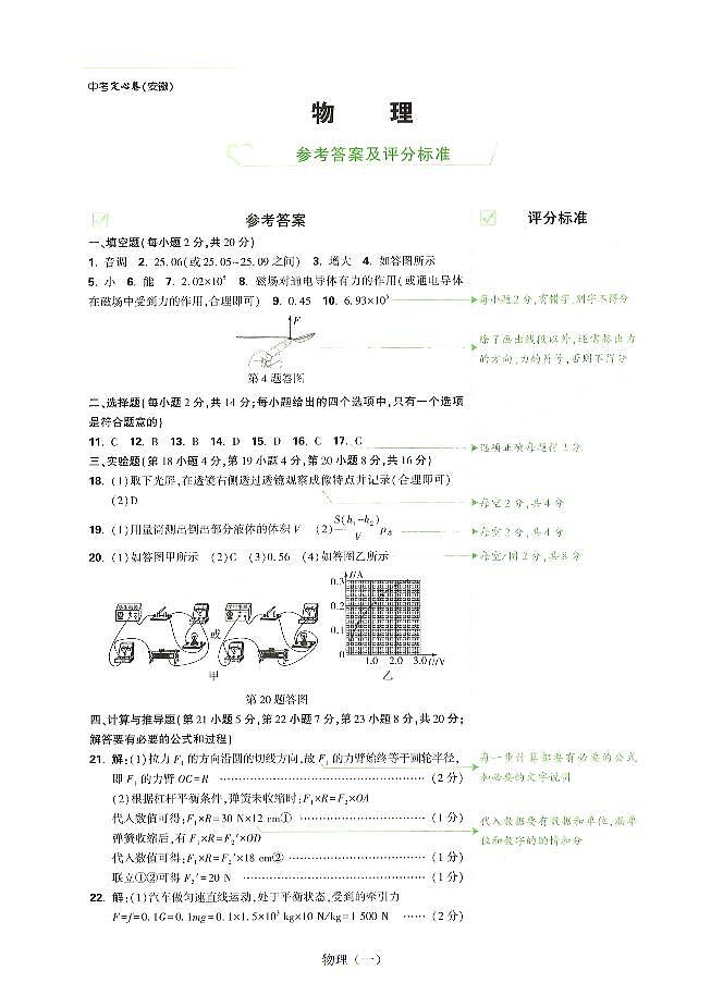 2025《万唯中考•安徽定心卷》参考答案第3页