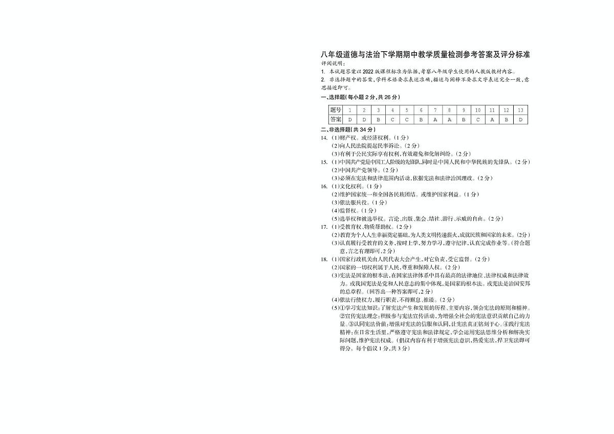 8年道法 道法答案第1页