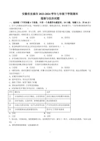 【7道期末】安徽省宣城市2023-2024学年七年级下学期期末道德与法治试题（含解析）