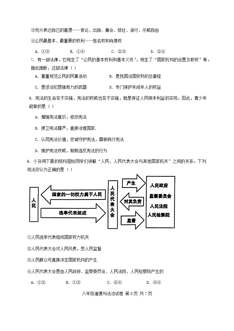 河北省秦皇岛市青龙县2023-2024学年八年级下学期期中教学质量监控道德与法治试卷第3页