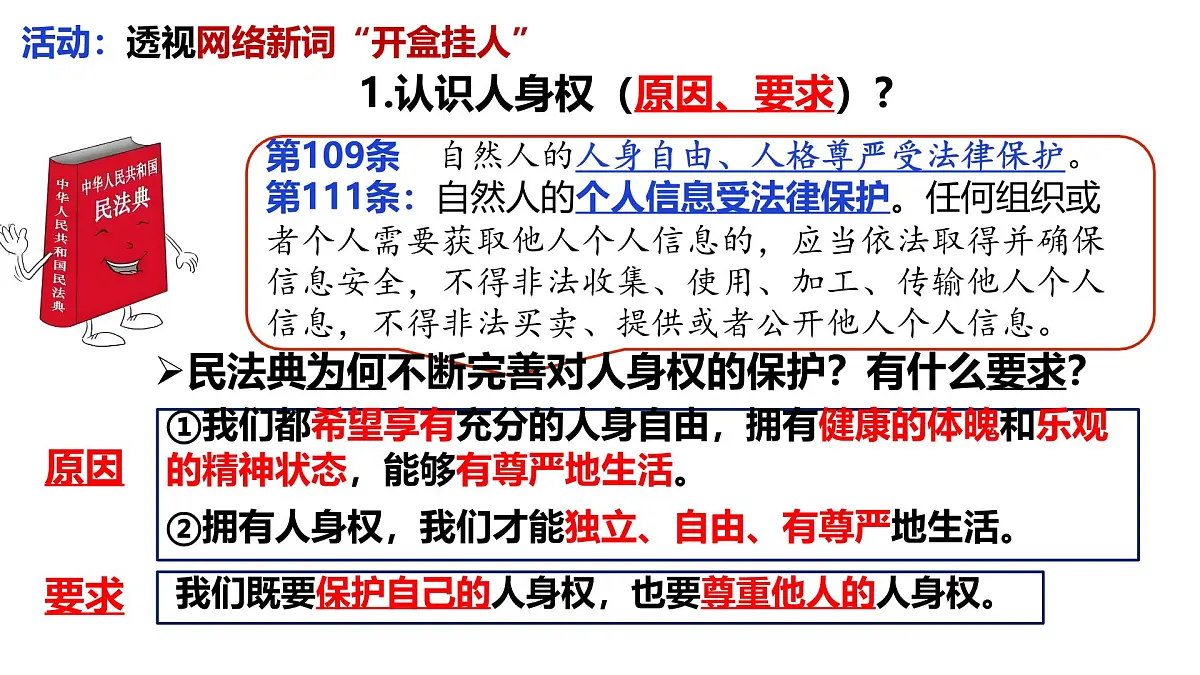 初中 政治 (道德与法治) 人教版（2024） 七年级下册4.10.2保护人身权 课件第7页