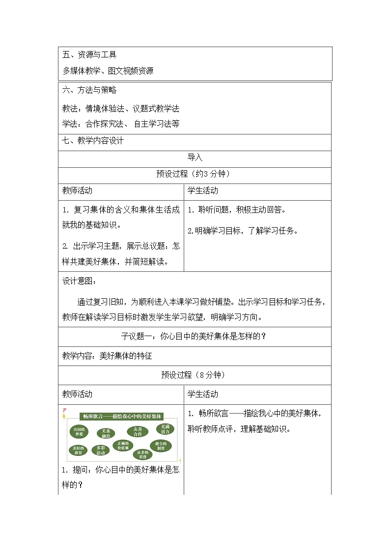 统编版（2024）七年级上册道德与法治《7.2共建美好集体》教案第2页