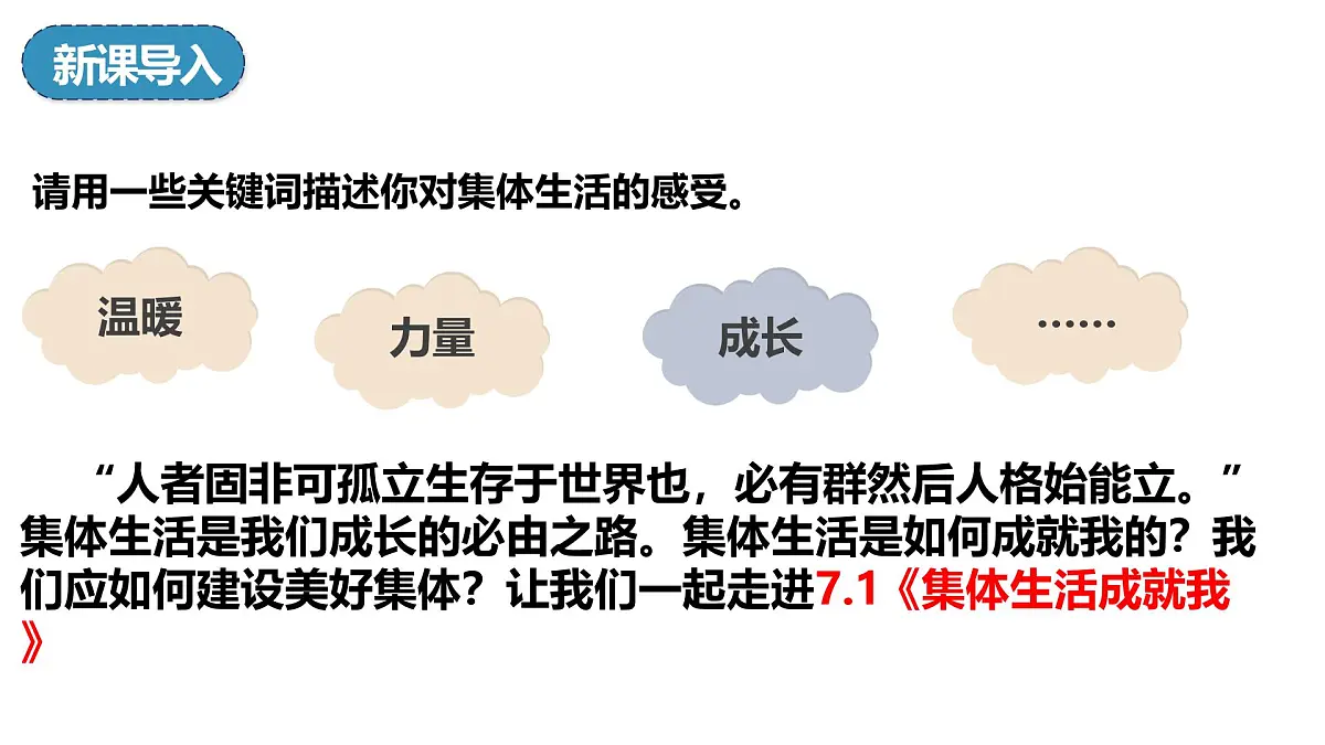7.1 集体生活成就我( 课件） 统编版道德与法治七年级上册第3页