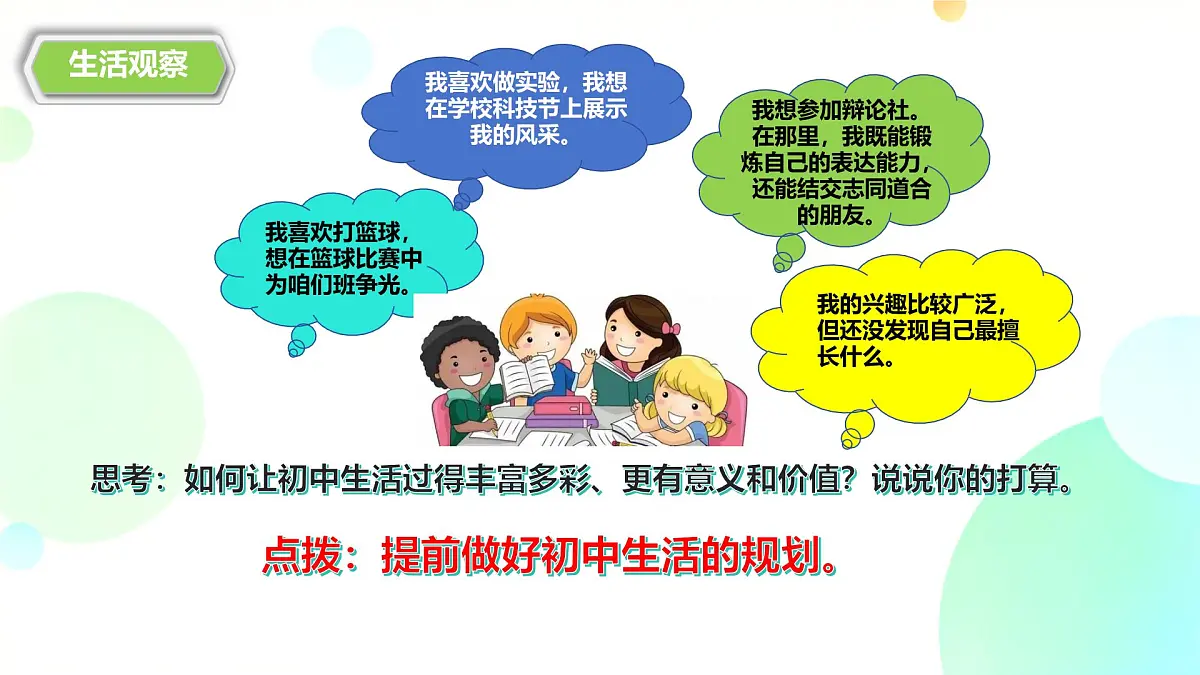 初中 政治 (道德与法治) 人教版（2024） 七年级上册1.1.2规划初中生活 课件第4页