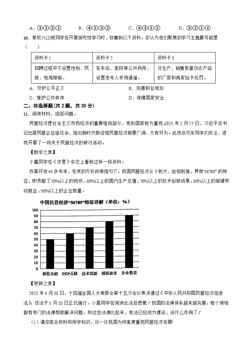 广东省深圳市南山区2024-2025年八年级下学期期末考试道德与法治试卷第3页