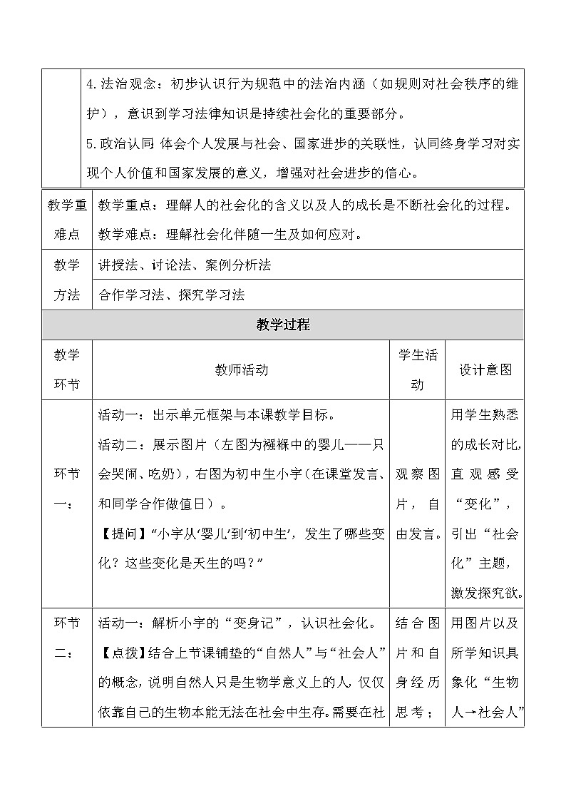 统编版（2024）八年级上册道德与法治2.1 人的社会化 教案第2页