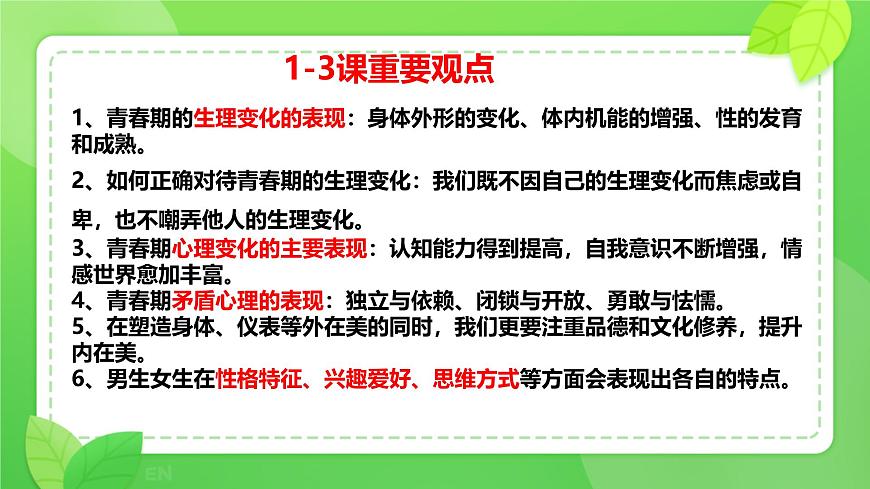 第1-3课考点复习 课件 2024-2025学年统编版道德与法治七年级下册第2页
