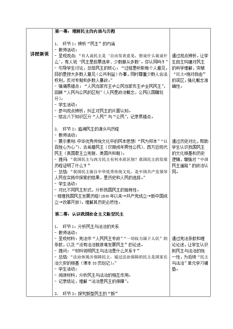 3.1生活在新型民主国家 教案 -2025-2026学年统编版道德与法治九年级上册第2页