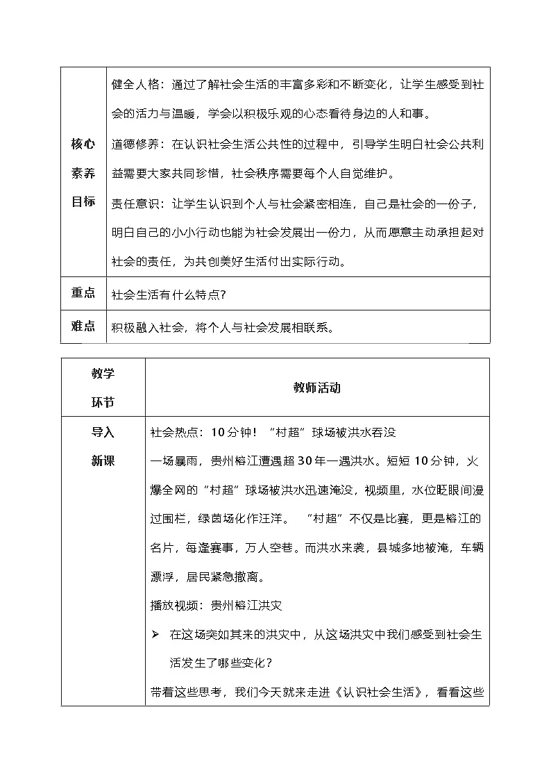 1.1《认识社会生活》教学设计 2025-2026学年统编版道德与法治八年级上册第2页