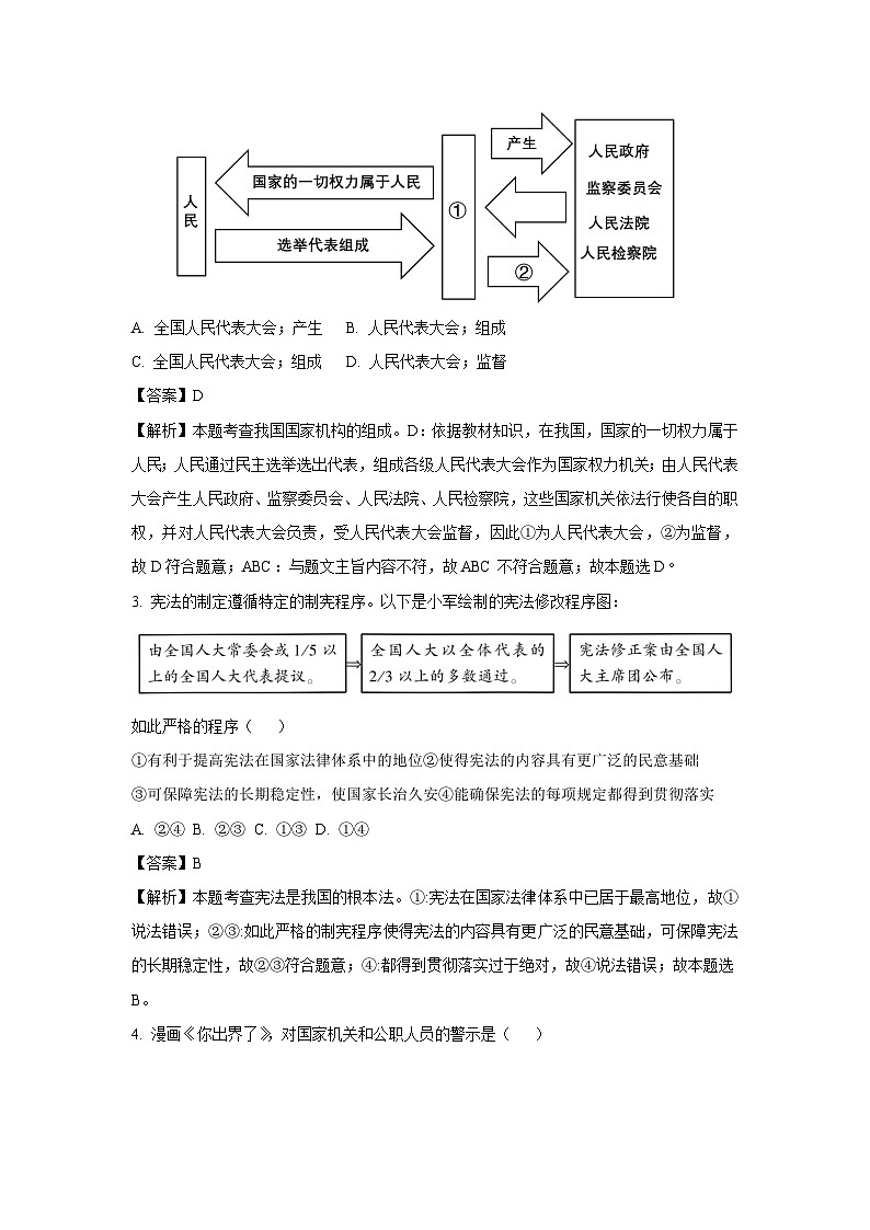 广东省江门市2024-2025学年八年级下学期期末道德与法治试卷（解析版）第2页