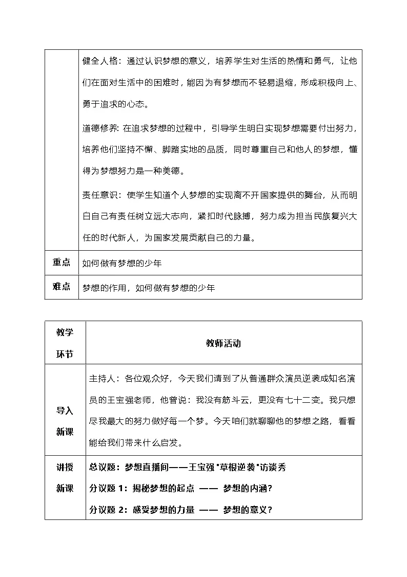 3.1《做有梦想的少年》教学设计-2025-2026学年统编版道德与法治七年级上册 (2)第2页