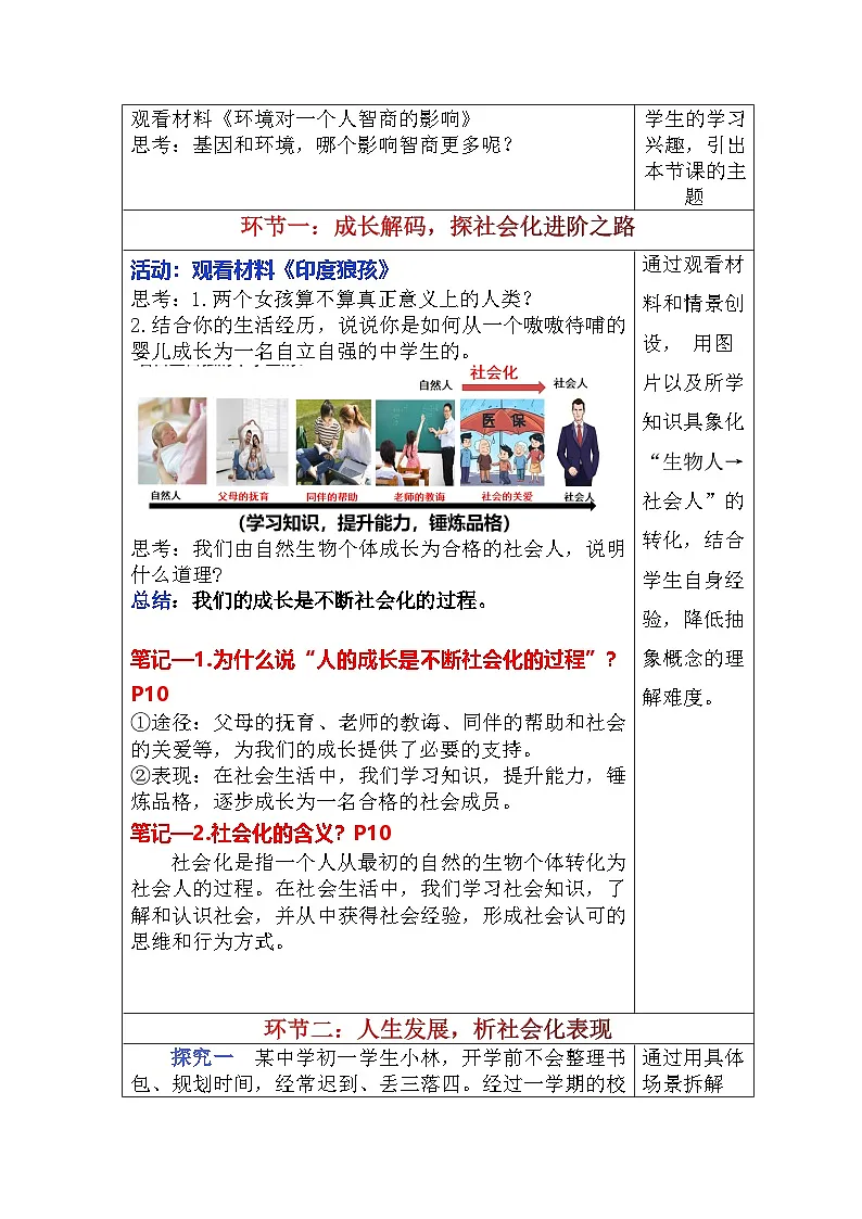 2.1 人的社会化（教学设计） 道德与法治 八年级上册 统编版第2页