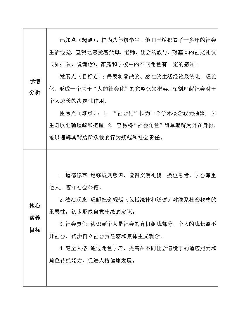 统编版（2024）八年级上册道德与法治 1.2 我们都是社会的一员 教学设计第2页