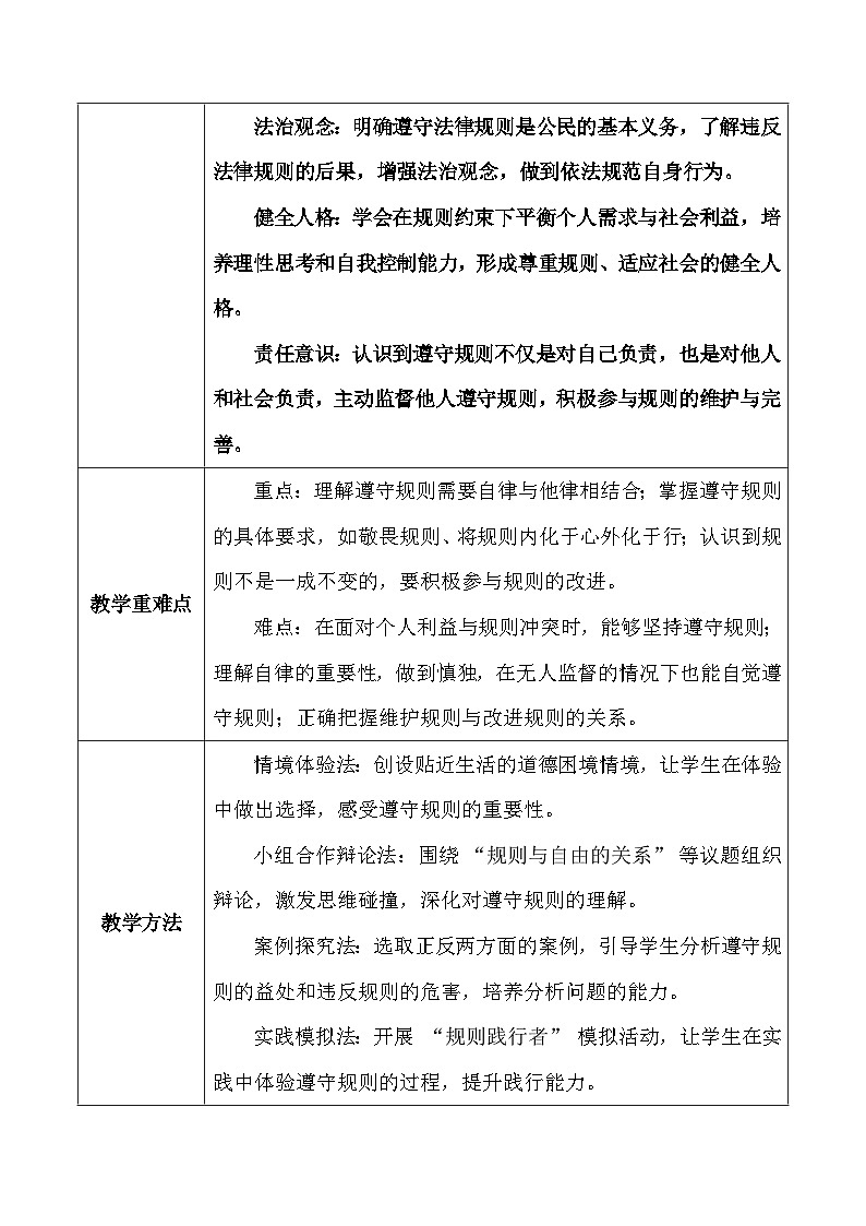 统编版（2024）八年级上册道德与法治 4.2《遵守规则》 教学设计第2页