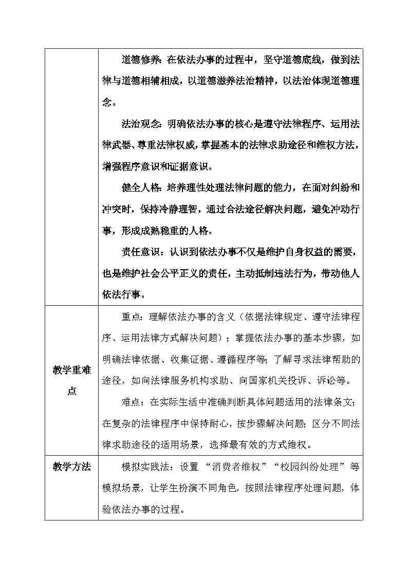 统编版（2024）八年级上册道德与法治6.2《学会依法办事》教案第2页