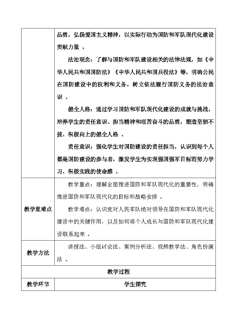 统编版（2024）八年级上册道德与法治 11.2《全面推进国防和军队现代化》教案第2页