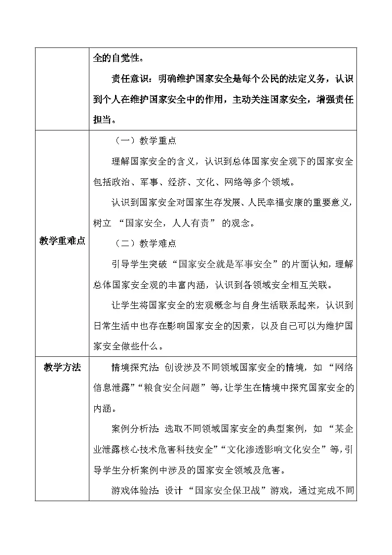 【新教材】统编版（2024）八年级上册道德与法治第一十二课 树立总体国家安全观 教案（2课时）第2页