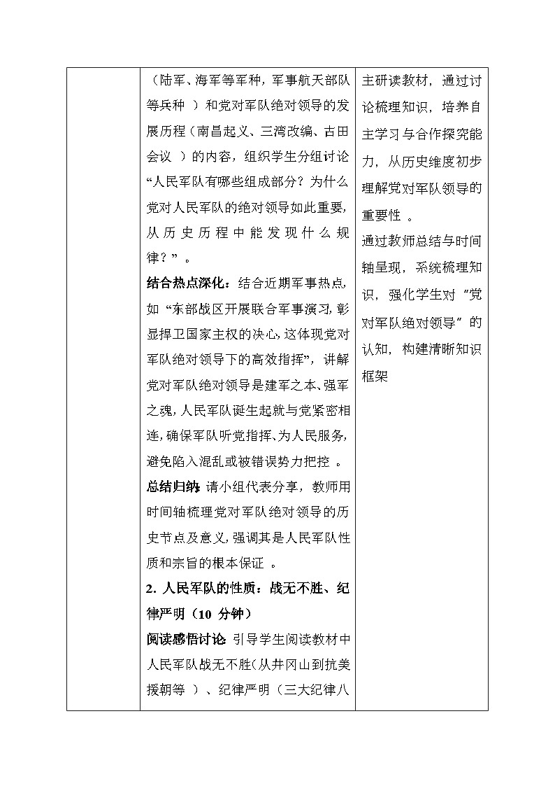 统编版（2024）八年级上册道德与法治-第一十一课 军强才能国安 教案（2课时）第3页