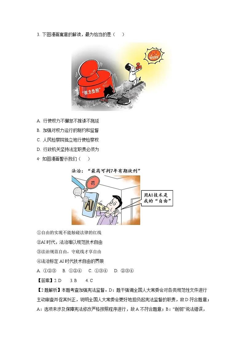 浙江省丽水市2024-2025学年八年级下学期期末道德与法治试卷（解析版）第2页