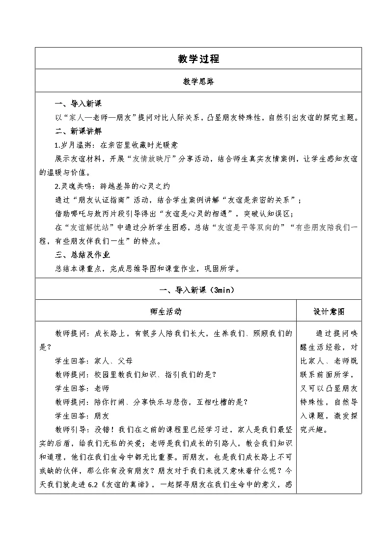 6.1《友谊的真谛》教学设计 2025-2026道德与法治七年级上册 统编版第2页
