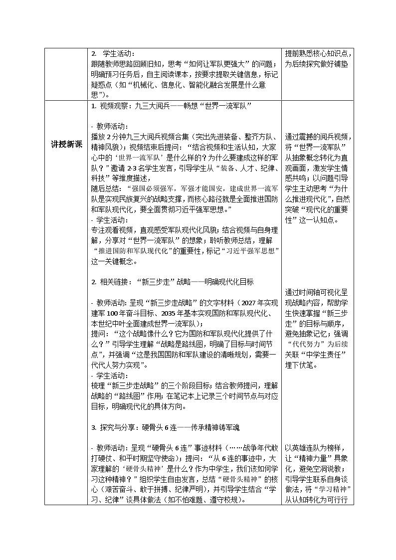 11.2全面推进国防和军队现代化同步教案   2025-2026学年统编版道德与法治八年级上册第2页