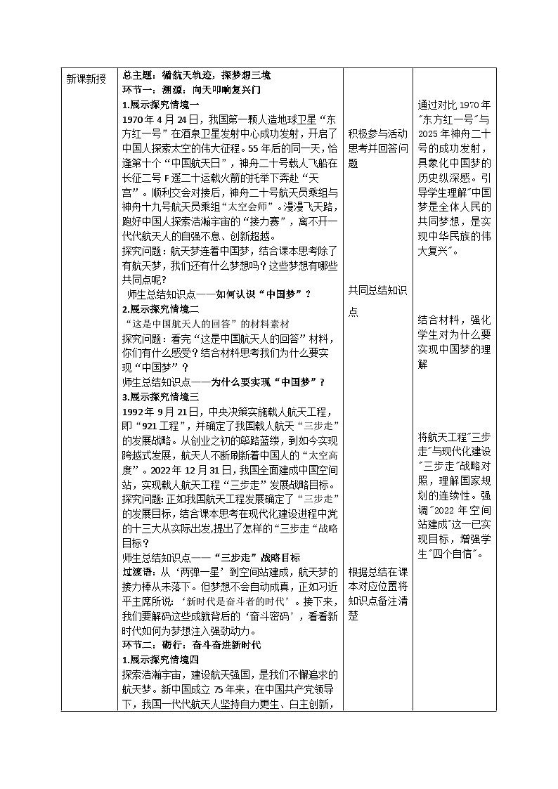 8.1《我们的梦想》教案  2025-2026学年统编版道德与法治 九年级上册第2页