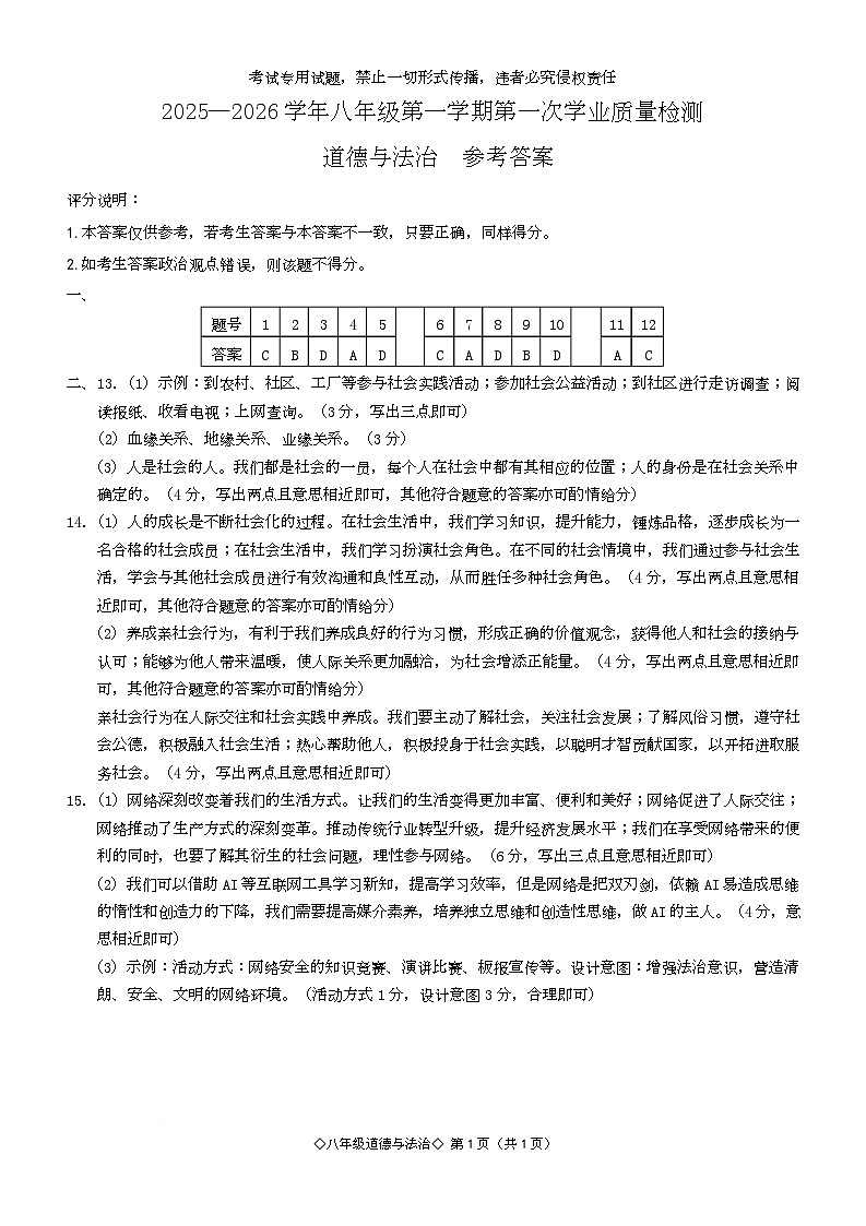河北省邯郸市临漳县第五中学2025-2026学年10月8年级道德与法治试卷及答案 河北省邯郸市临漳县第五中学2025-2026学年10月8年级道德与法治试卷答案第1页