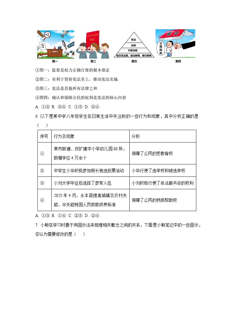 江西省吉安市永丰县2024-2025学年八年级下学期期末道德与法治试卷（学生版）第2页