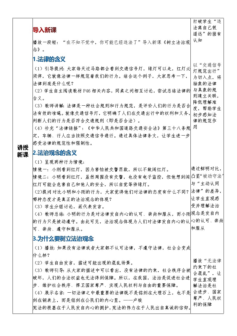 6.1《树立法治观念》教学设计 2025-2026学年统编版道德与法治八年级上册第2页