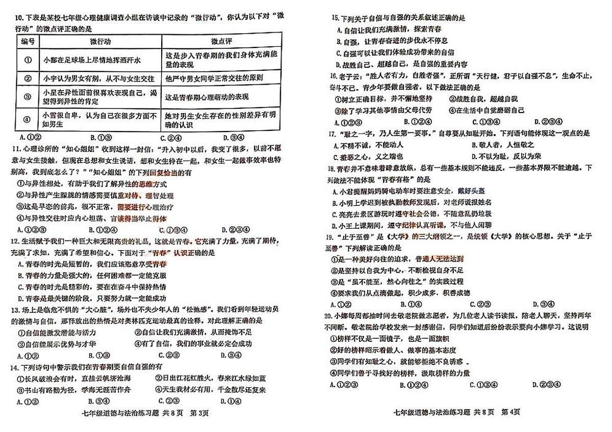 山东省泰安市岱岳区+2024-2025学年七年级上学期期中考试道德与法治试题（五四学制）第2页