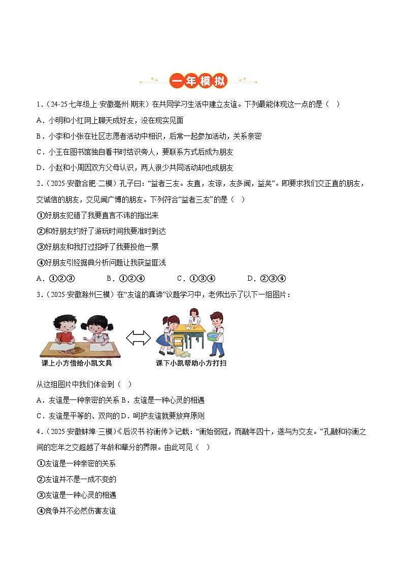专题02  友谊的天空（安徽专用）（原卷版）第2页